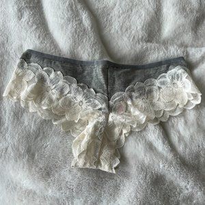 Victoria's Secret PINK grey white lace extra low rise mini bikini panties small